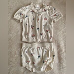 Little Planet Floral Kids Set - White with Pink and Blue Flowers